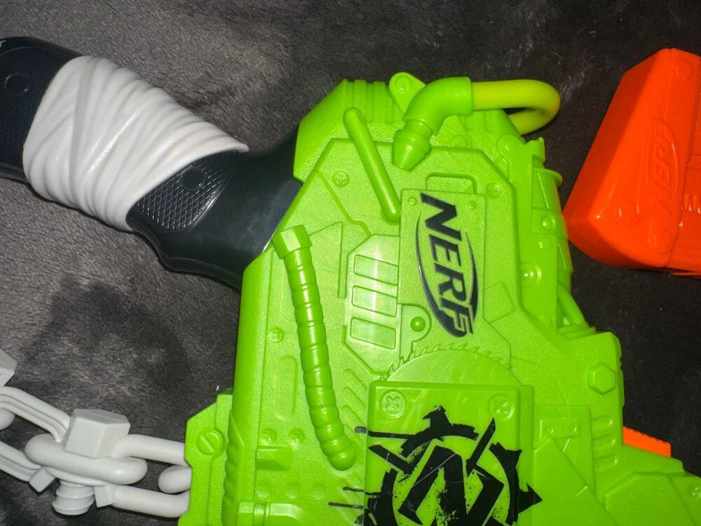 Nerf RevReaper Blaster Green Orange Toy Dart Gun with Clip